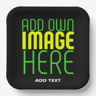 MODERN EDITABLE SIMPLE BLACK IMAGE TEXT TEMPLATE PAPER PLATE