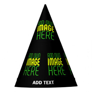 MODERN EDITABLE SIMPLE BLACK IMAGE TEXT TEMPLATE PARTY HAT
