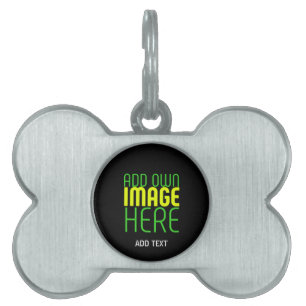 MODERN EDITABLE SIMPLE BLACK IMAGE TEXT TEMPLATE PET ID TAG