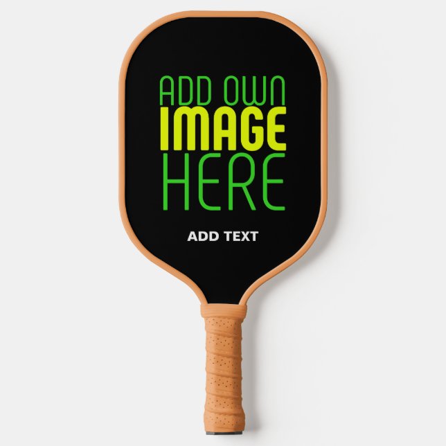 MODERN EDITABLE SIMPLE BLACK IMAGE TEXT TEMPLATE PICKLEBALL PADDLE (Front)