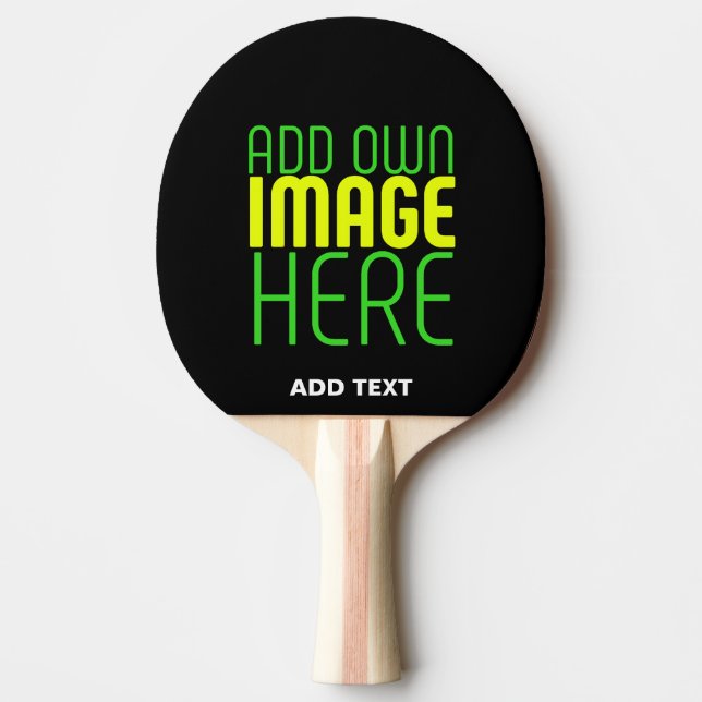 MODERN EDITABLE SIMPLE BLACK IMAGE TEXT TEMPLATE PING PONG PADDLE (Front)