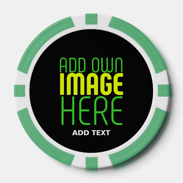 MODERN EDITABLE SIMPLE BLACK IMAGE TEXT TEMPLATE POKER CHIPS (Front)