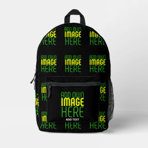 MODERN EDITABLE SIMPLE BLACK IMAGE TEXT TEMPLATE PRINTED BACKPACK