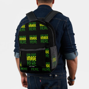MODERN EDITABLE SIMPLE BLACK IMAGE TEXT TEMPLATE PRINTED BACKPACK