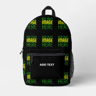 MODERN EDITABLE SIMPLE BLACK IMAGE TEXT TEMPLATE PRINTED BACKPACK