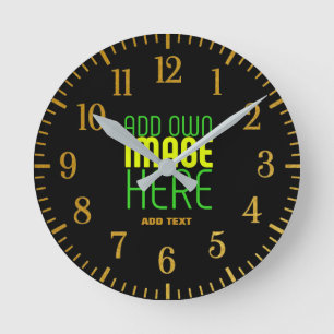 MODERN EDITABLE SIMPLE BLACK IMAGE TEXT TEMPLATE ROUND CLOCK