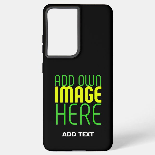 MODERN EDITABLE SIMPLE BLACK IMAGE TEXT TEMPLATE SAMSUNG GALAXY S21 ULTRA CASE (Back)