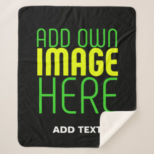 MODERN EDITABLE SIMPLE BLACK IMAGE TEXT TEMPLATE SHERPA BLANKET