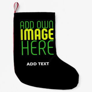 MODERN EDITABLE SIMPLE BLACK IMAGE TEXT TEMPLATE SMALL CHRISTMAS STOCKING
