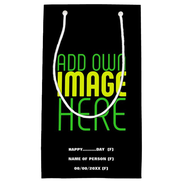 MODERN EDITABLE SIMPLE BLACK IMAGE TEXT TEMPLATE SMALL GIFT BAG (Front)