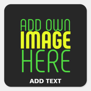 MODERN EDITABLE SIMPLE BLACK IMAGE TEXT TEMPLATE SQUARE STICKER