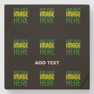 MODERN EDITABLE SIMPLE BLACK IMAGE TEXT TEMPLATE STONE COASTER