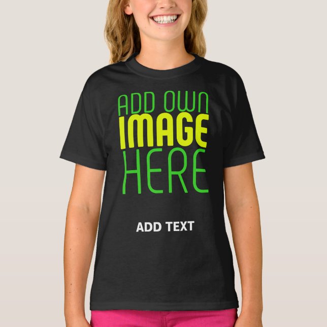 MODERN EDITABLE SIMPLE BLACK IMAGE TEXT TEMPLATE T-Shirt (Front)