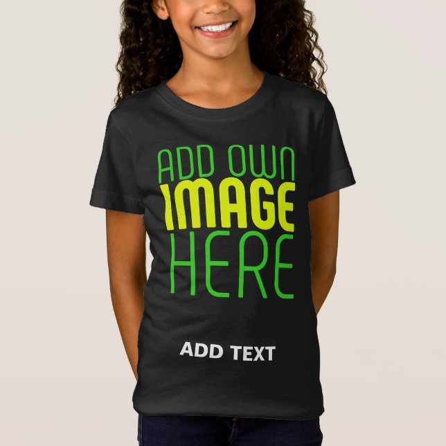 MODERN EDITABLE SIMPLE BLACK IMAGE TEXT TEMPLATE T-Shirt (Front)