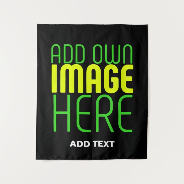 MODERN EDITABLE SIMPLE BLACK IMAGE TEXT TEMPLATE TAPESTRY (Front)