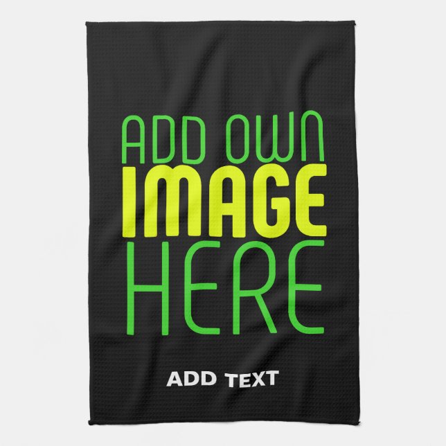 MODERN EDITABLE SIMPLE BLACK IMAGE TEXT TEMPLATE TEA TOWEL (Vertical)