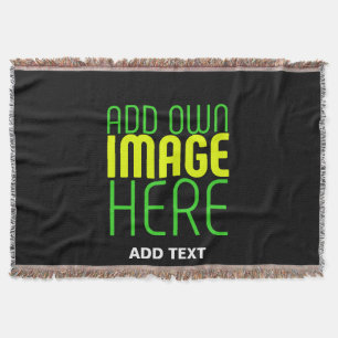 MODERN EDITABLE SIMPLE BLACK IMAGE TEXT TEMPLATE THROW BLANKET