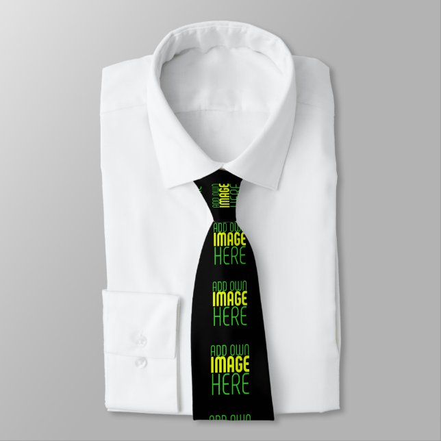 MODERN EDITABLE SIMPLE BLACK IMAGE TEXT TEMPLATE TIE (Tied)