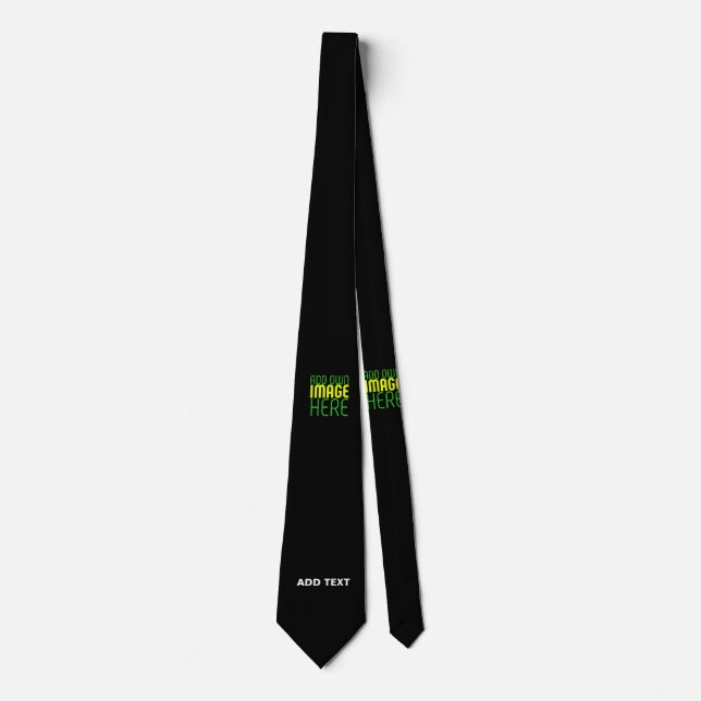 MODERN EDITABLE SIMPLE BLACK IMAGE TEXT TEMPLATE TIE (Front)