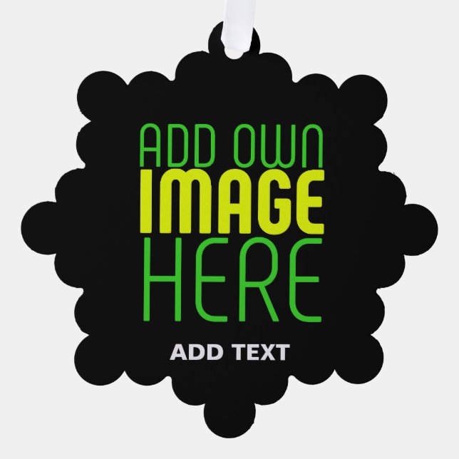 MODERN EDITABLE SIMPLE BLACK IMAGE TEXT TEMPLATE TREE DECORATION CARD (Front)