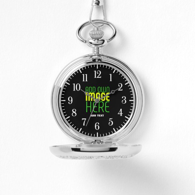 MODERN EDITABLE SIMPLE BLACK IMAGE TEXT TEMPLATE WATCH (Front)