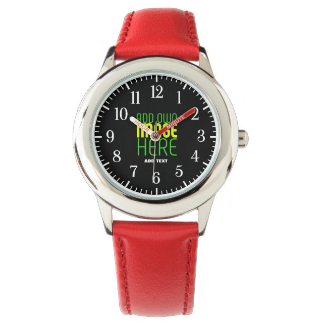 MODERN EDITABLE SIMPLE BLACK IMAGE TEXT TEMPLATE WATCH (Front)