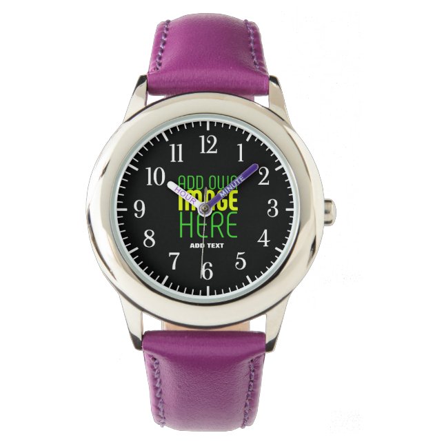 MODERN EDITABLE SIMPLE BLACK IMAGE TEXT TEMPLATE WATCH (Front)
