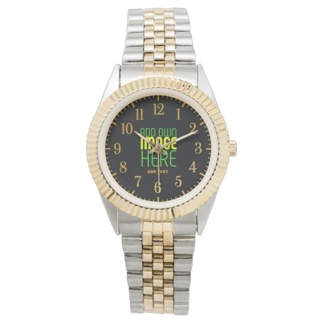 MODERN EDITABLE SIMPLE BLACK IMAGE TEXT TEMPLATE WATCH (Front)