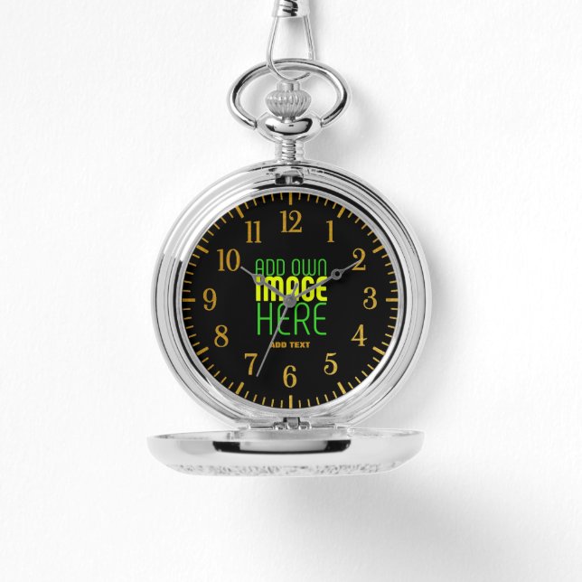 MODERN EDITABLE SIMPLE BLACK IMAGE TEXT TEMPLATE WATCH (Front)