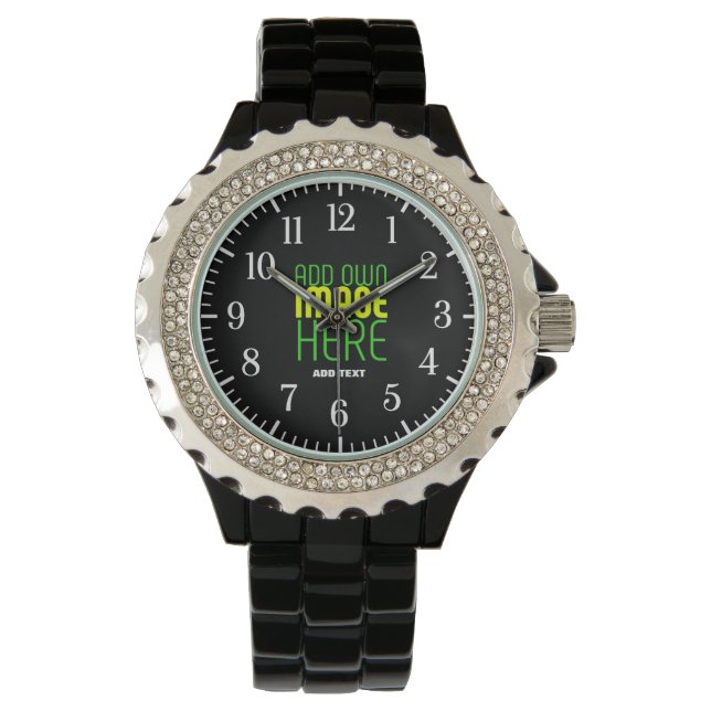 MODERN EDITABLE SIMPLE BLACK IMAGE TEXT TEMPLATE WATCH (Front)