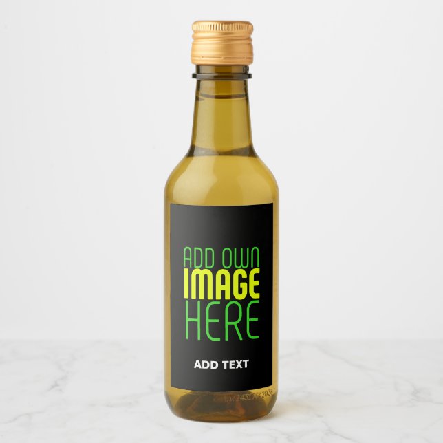 MODERN EDITABLE SIMPLE BLACK IMAGE TEXT TEMPLATE WINE LABEL (Front)
