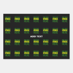 MODERN EDITABLE SIMPLE BLACK IMAGE TEXT TEMPLATE WRAPPING PAPER SHEET