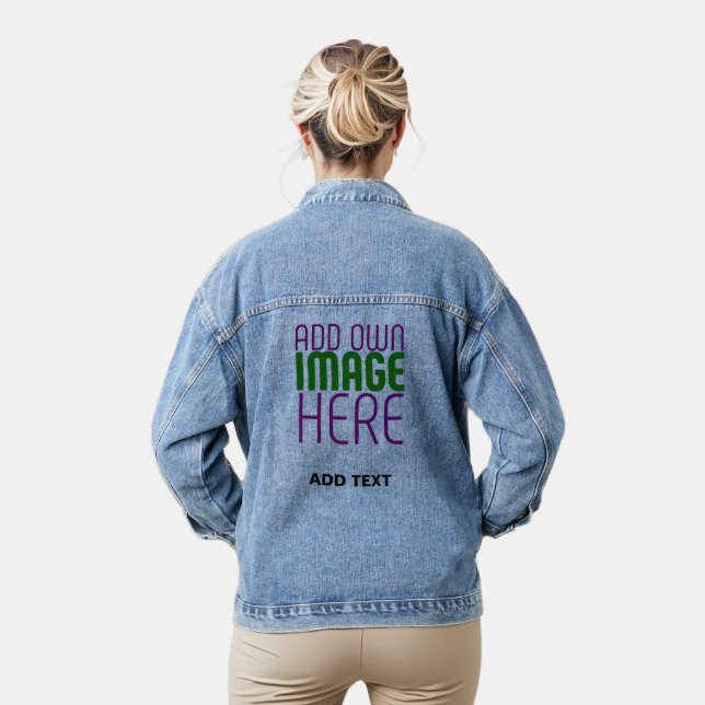 MODERN EDITABLE SIMPLE BLUE IMAGE TEXT TEMPLATE DENIM JACKET (Model)