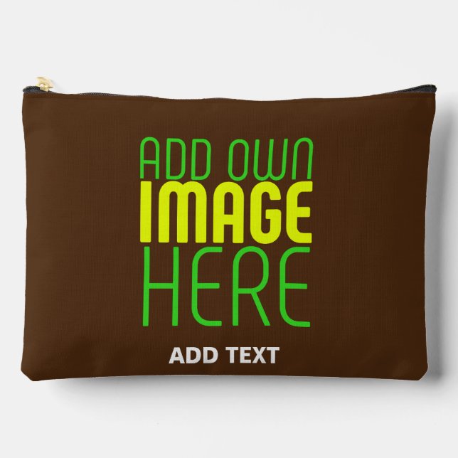 MODERN EDITABLE SIMPLE BROWN IMAGE TEXT TEMPLATE ACCESSORY POUCH (Front)