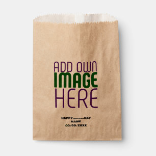 MODERN EDITABLE SIMPLE BROWN IMAGE TEXT TEMPLATE FAVOUR BAGS