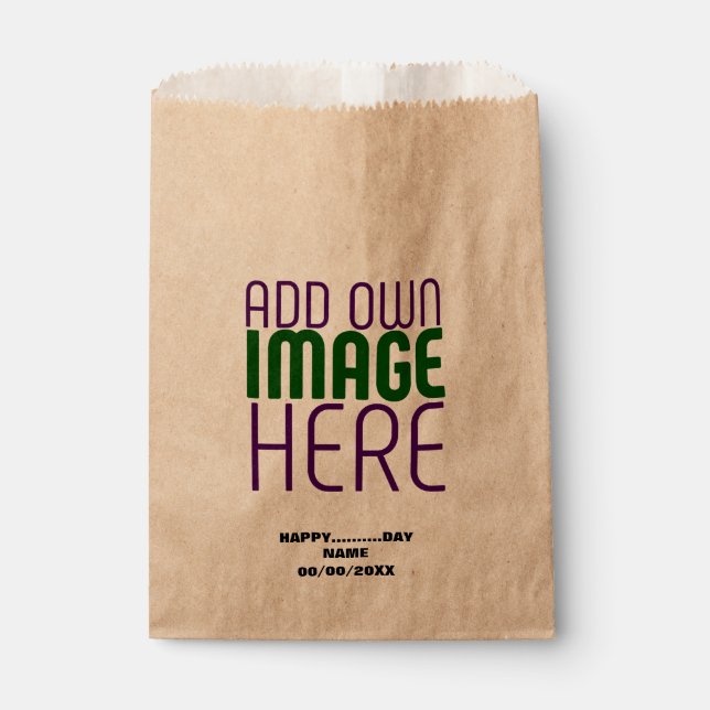 MODERN EDITABLE SIMPLE BROWN IMAGE TEXT TEMPLATE FAVOUR BAGS (Front)