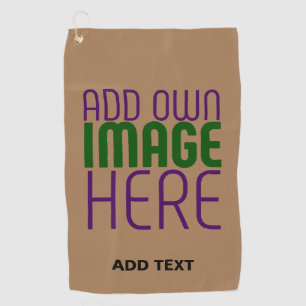 MODERN EDITABLE SIMPLE BROWN IMAGE TEXT TEMPLATE GOLF TOWEL