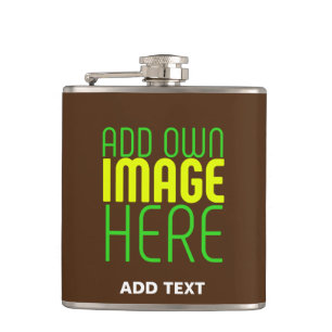 MODERN EDITABLE SIMPLE BROWN IMAGE TEXT TEMPLATE HIP FLASK