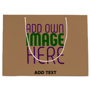 MODERN EDITABLE SIMPLE BROWN IMAGE TEXT TEMPLATE LARGE GIFT BAG