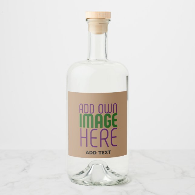 MODERN EDITABLE SIMPLE BROWN IMAGE TEXT TEMPLATE LIQUOR BOTTLE LABEL (Front)