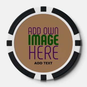 MODERN EDITABLE SIMPLE BROWN IMAGE TEXT TEMPLATE POKER CHIPS