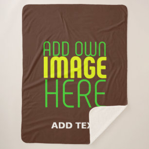 MODERN EDITABLE SIMPLE BROWN IMAGE TEXT TEMPLATE SHERPA BLANKET