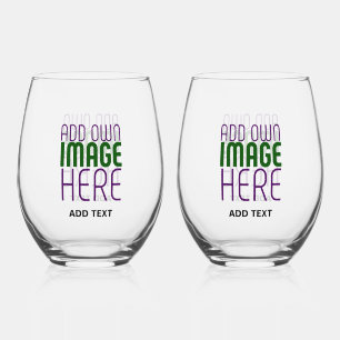 MODERN EDITABLE SIMPLE CLEAR IMAGE TEXT TEMPLATE STEMLESS WINE GLASS