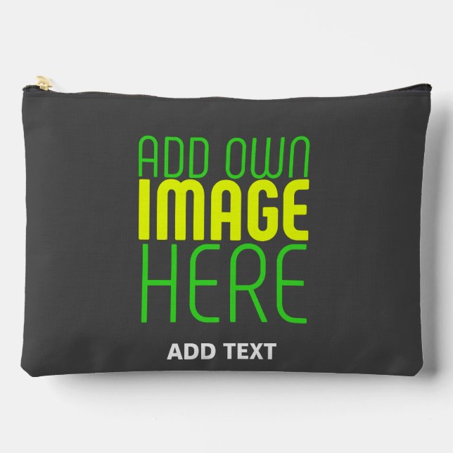 MODERN EDITABLE SIMPLE GREY IMAGE TEXT TEMPLATE ACCESSORY POUCH (Front)