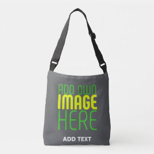 MODERN EDITABLE SIMPLE GREY IMAGE TEXT TEMPLATE CROSSBODY BAG
