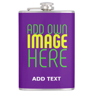 MODERN EDITABLE SIMPLE INDIGO IMAGE TEXT TEMPLATE HIP FLASK