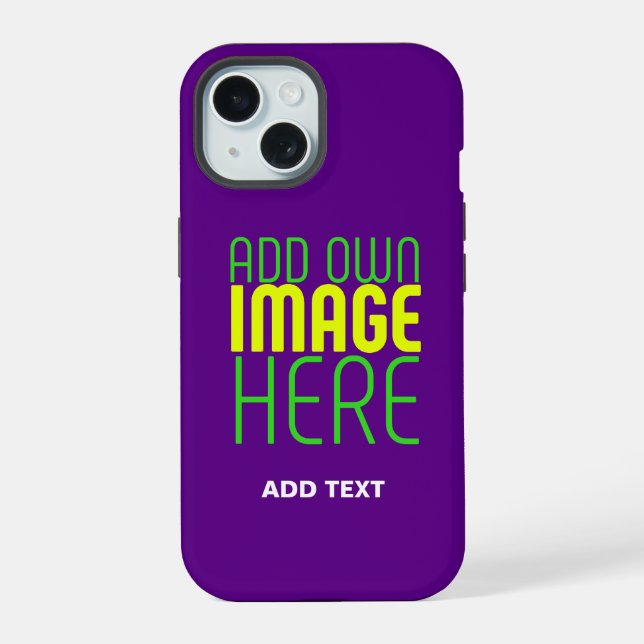 MODERN EDITABLE SIMPLE INDIGO IMAGE TEXT TEMPLATE iPhone 15 CASE (Back)