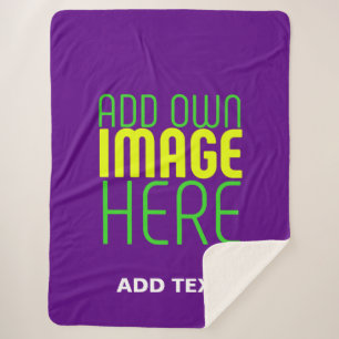 MODERN EDITABLE SIMPLE INDIGO IMAGE TEXT TEMPLATE SHERPA BLANKET