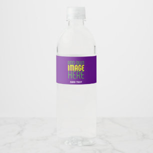 MODERN EDITABLE SIMPLE INDIGO IMAGE TEXT TEMPLATE WATER BOTTLE LABEL