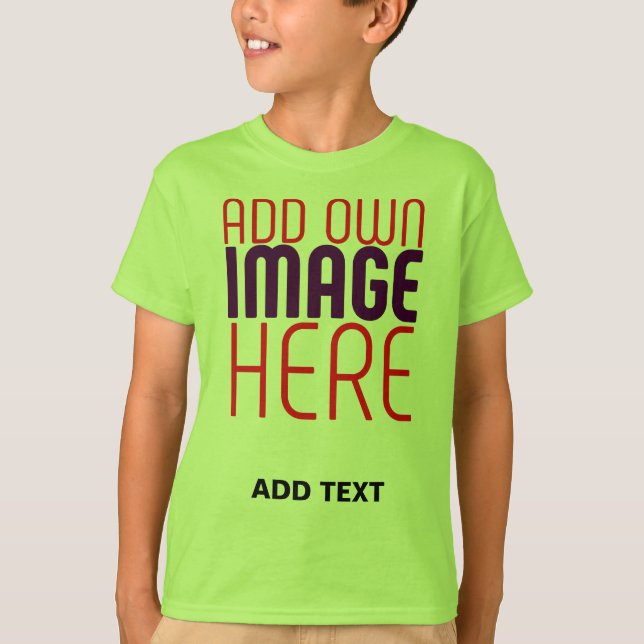 MODERN EDITABLE SIMPLE LIME IMAGE TEXT TEMPLATE T-Shirt (Front)